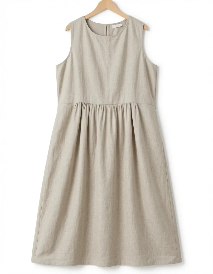 Abito a tunica in lino beige