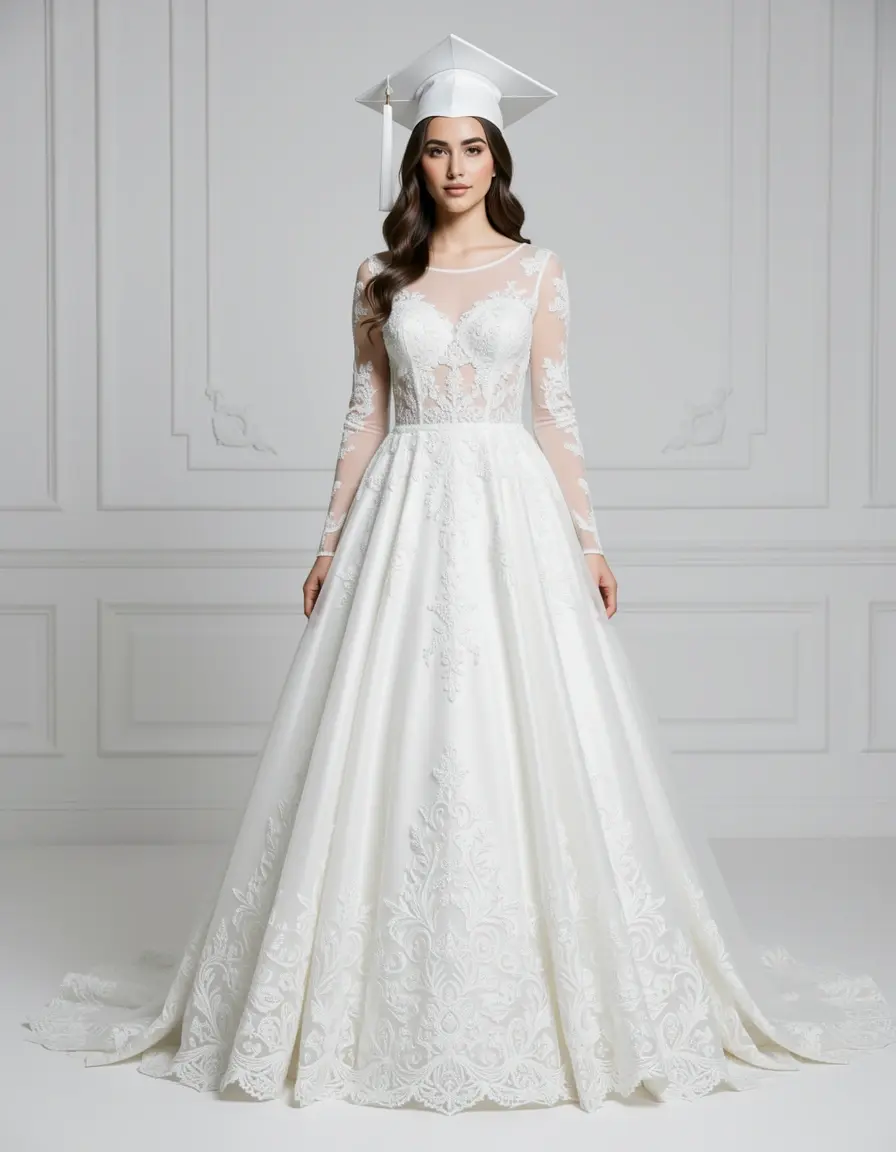 Vestito laurea bianco elegante con taglio sartoriale