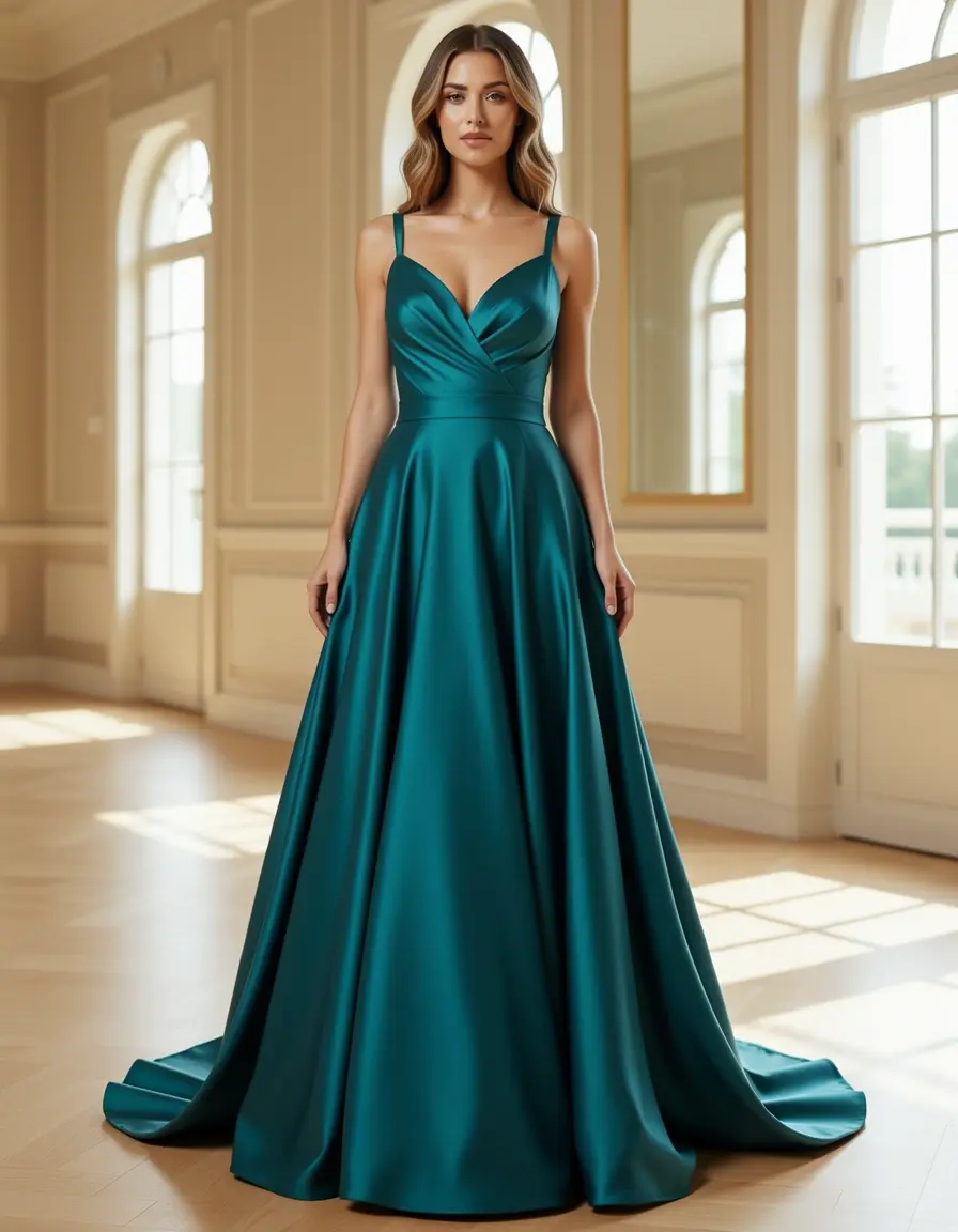 Abito lungo in satin elegante