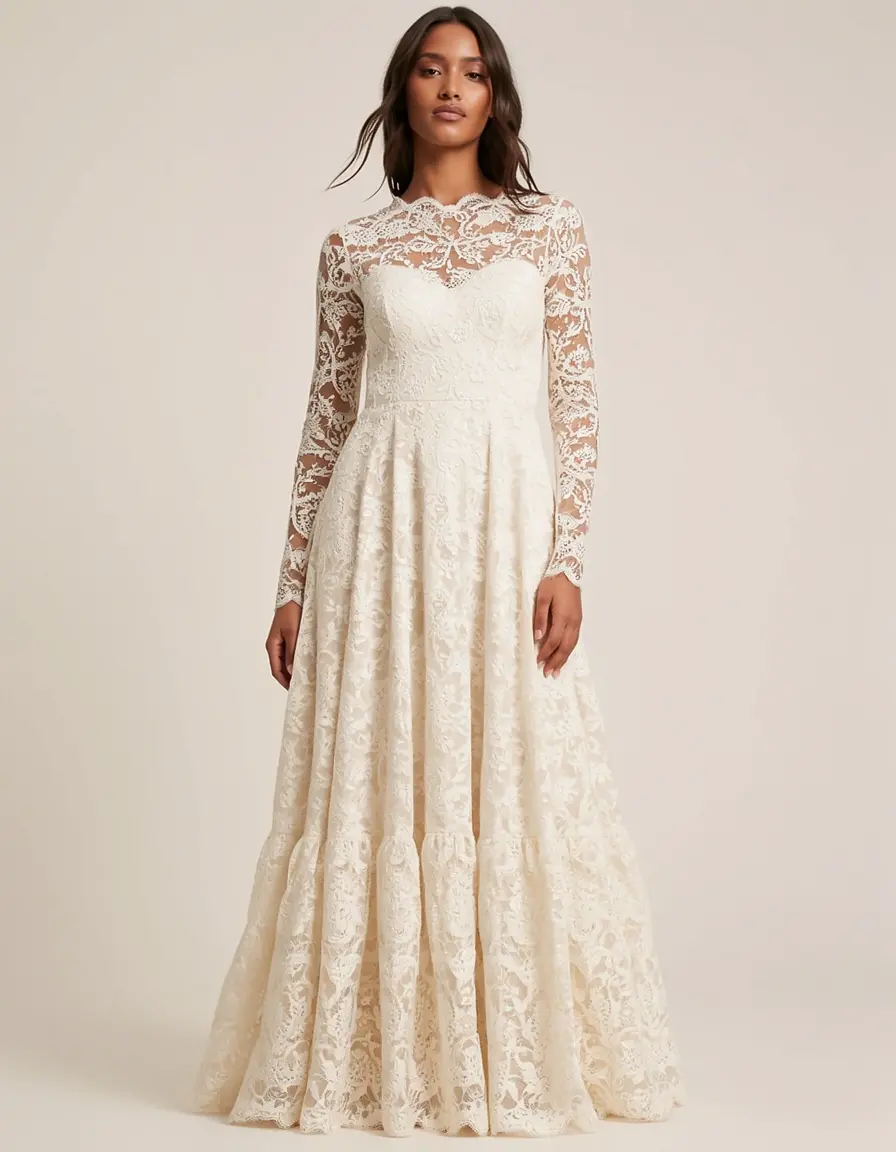 Vestito Long Sleeve Lace in pizzo elegante