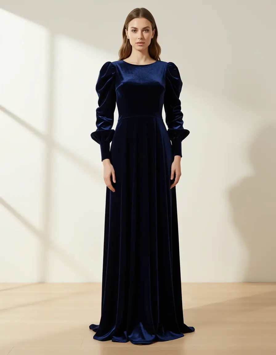 Vestito Velvet Long Sleeve in morbido velluto