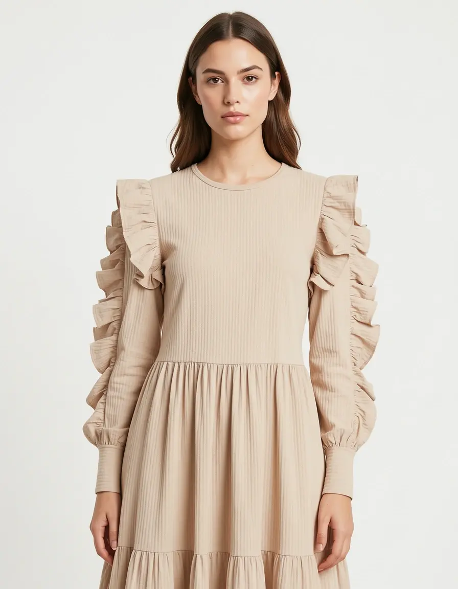 Vestito Ruffle Sleeve Dress con maniche a ruches
