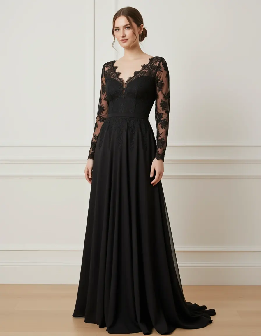 Elegant Black Maxi - Abito lungo nero elegante