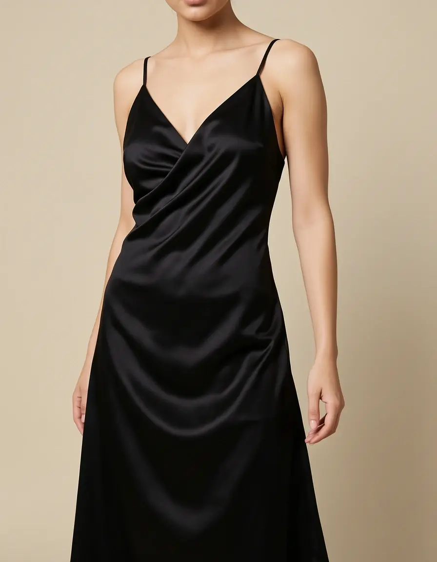 Satin Nero Slip - Abito sottoveste nero elegante