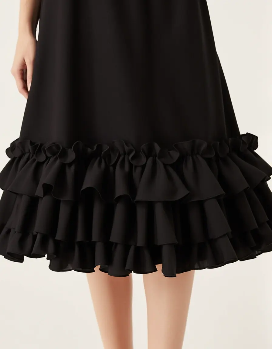 Ruffle Nero Dress - Vestito nero con rouches elegante