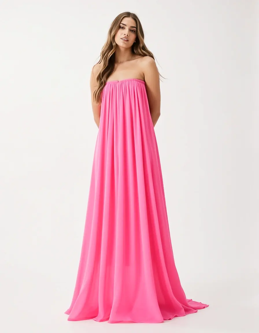 Pink Maxi Gown - Vestito rosa lungo e fluido