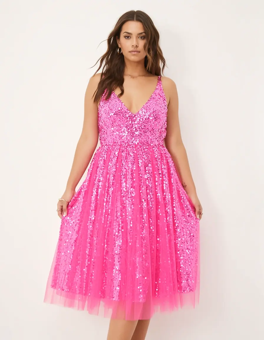 Sequin Pink Outfit - Vestito rosa con paillettes