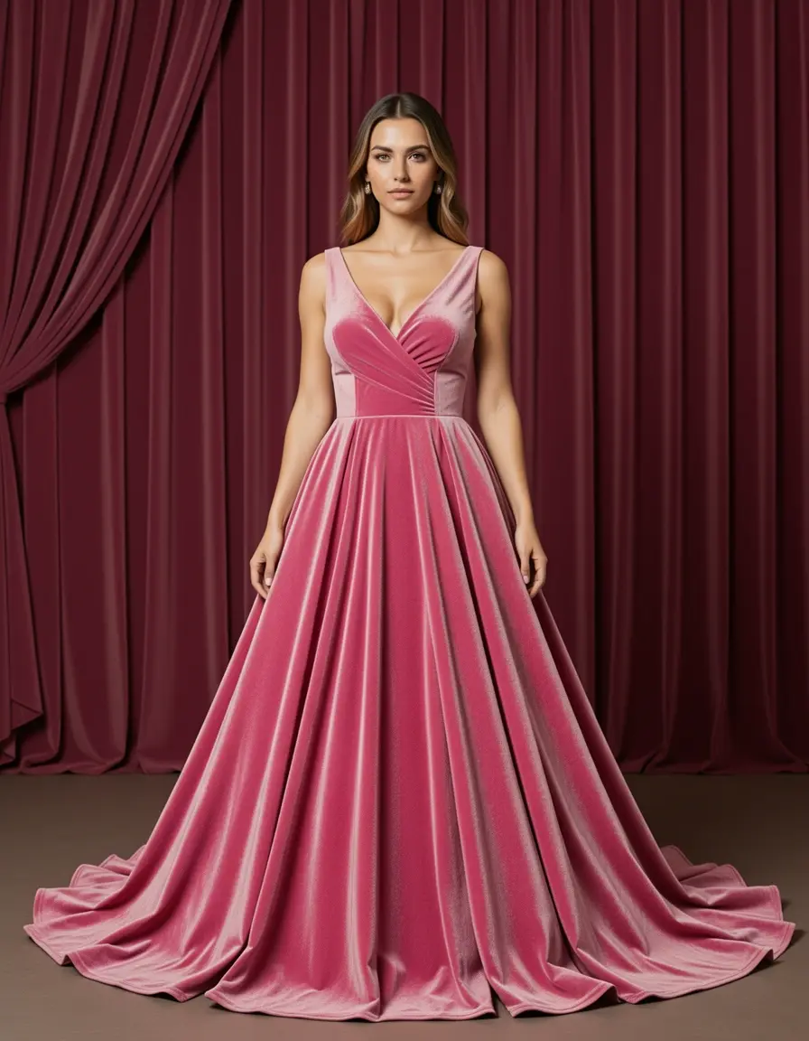 Velvet Rosa Dress - Abito in velluto rosa