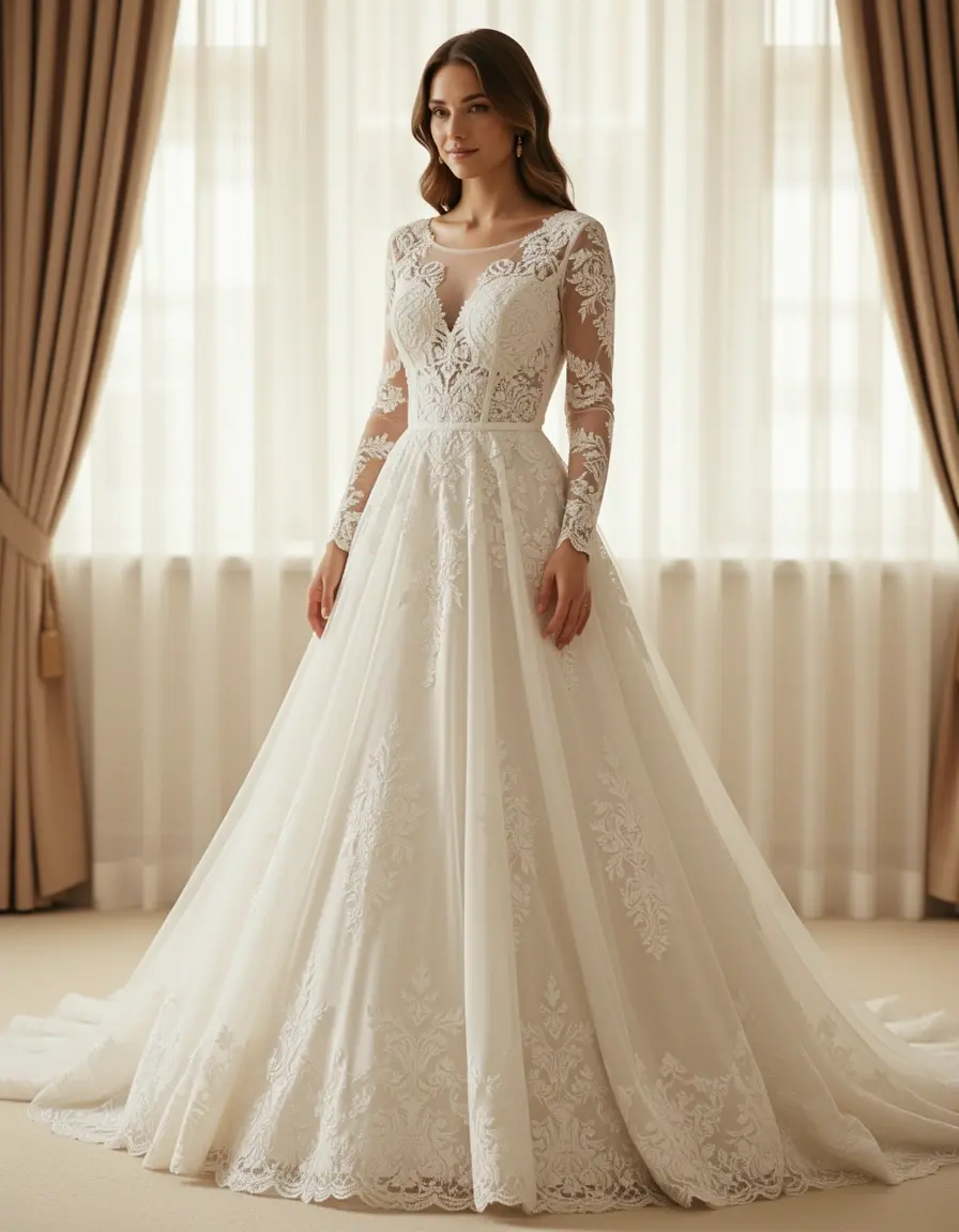Lace elegant abito gown
