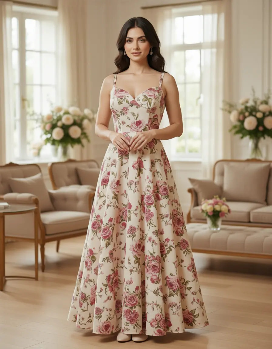 Floral elegant abito midi