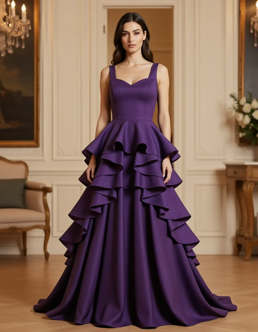 Ruffled elegant abito