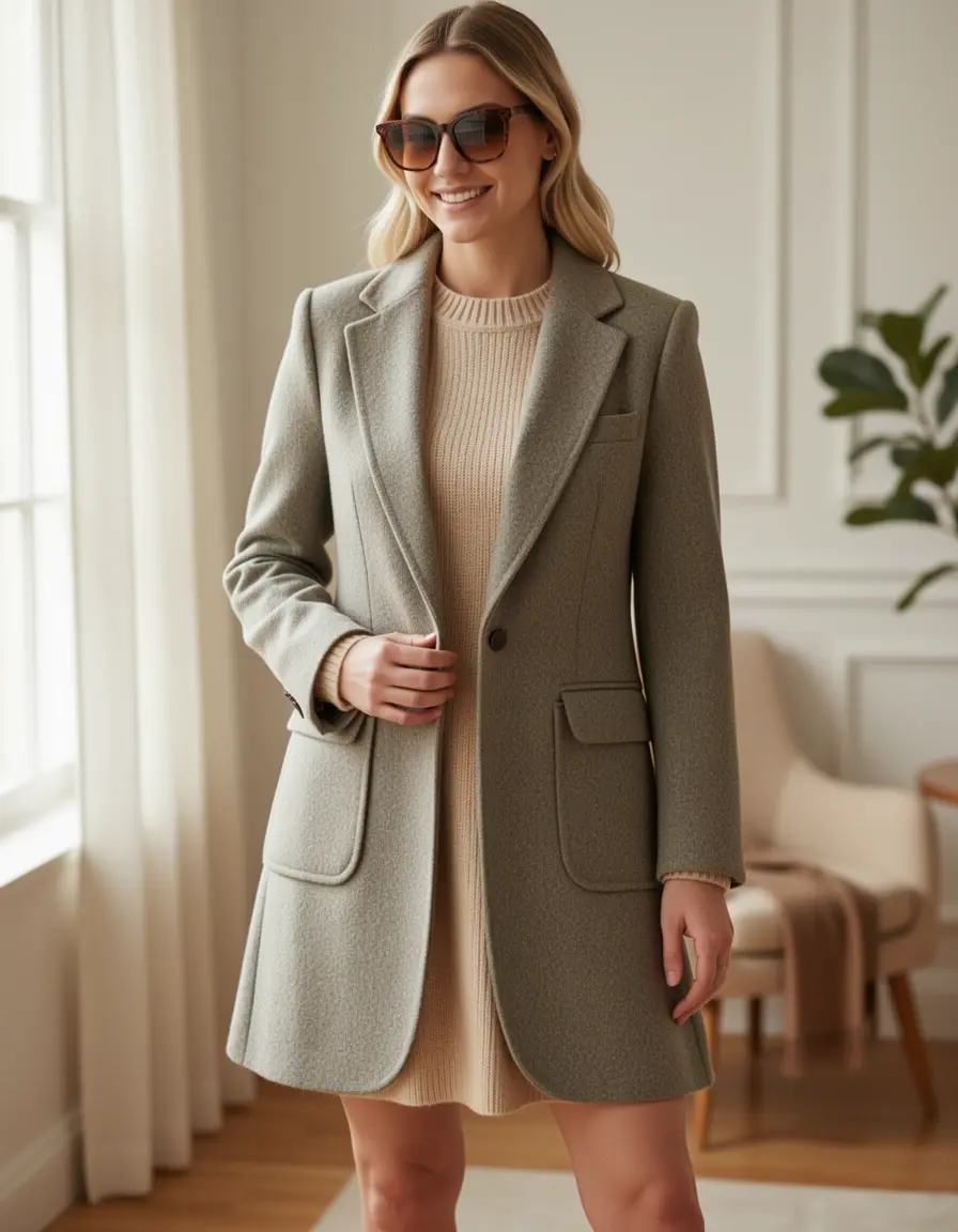 Wool Blazer Dress caldo per l'inverno