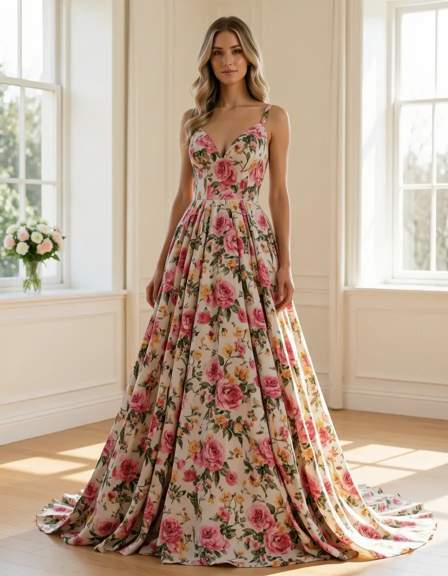Floral Vestiti Gown - Abito lungo a fiori