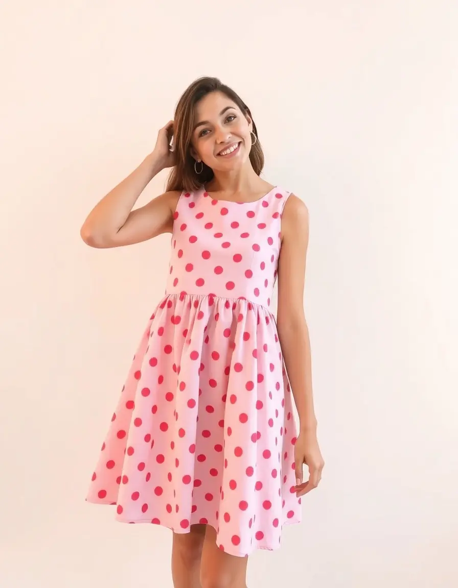 Sleeveless A-Line Dress polka dots abito donna