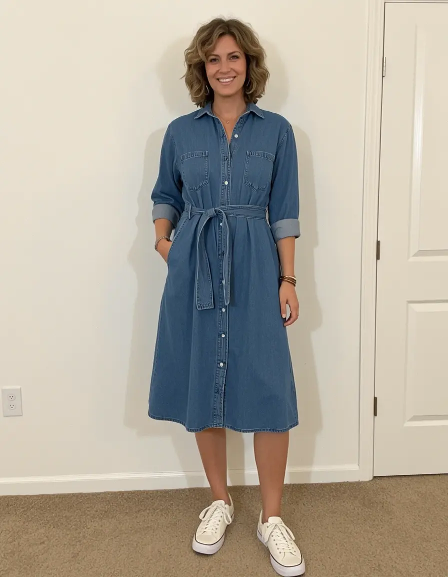 Shirt Dress Denim abito donna casual