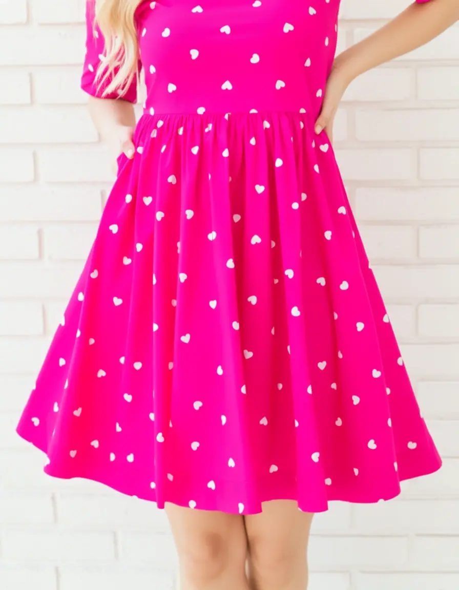 Flounce Hem Dress Pink abito donna romantico