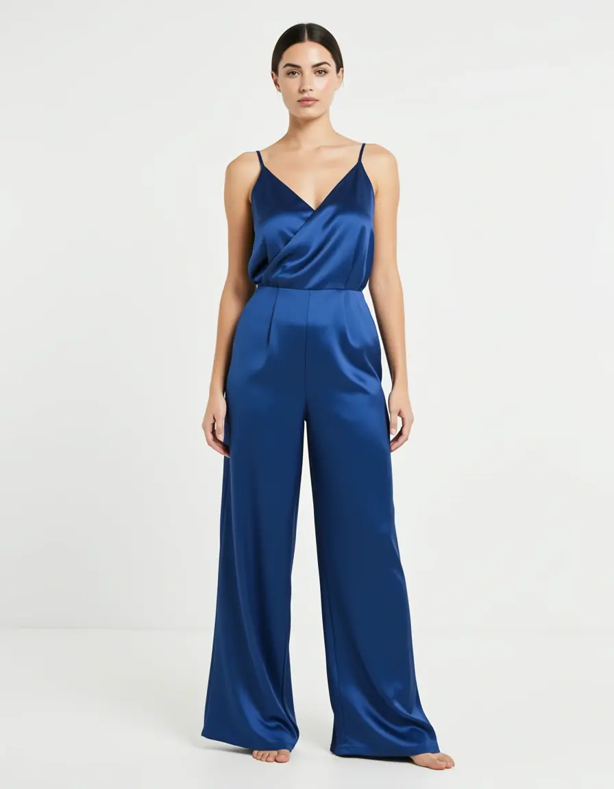 Tuta intera in satin lucido per donna