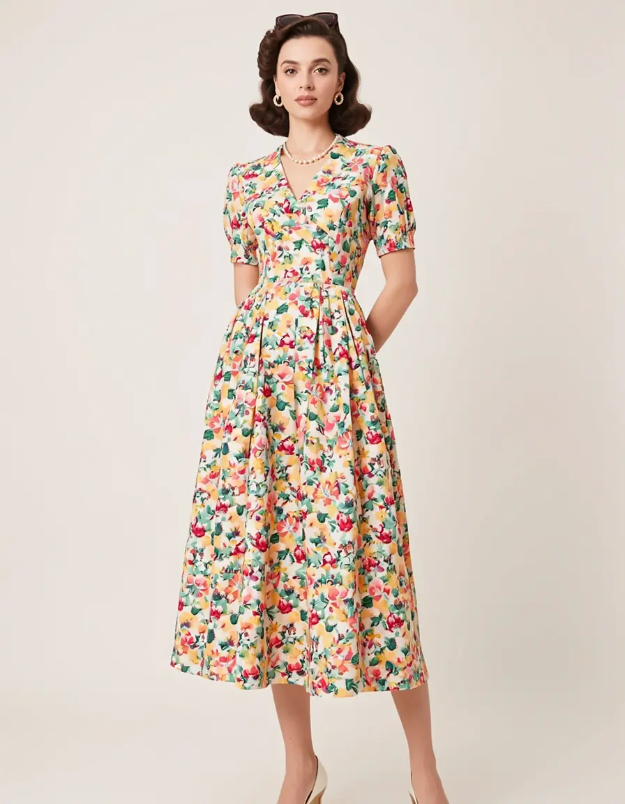 Floral 50s Midi