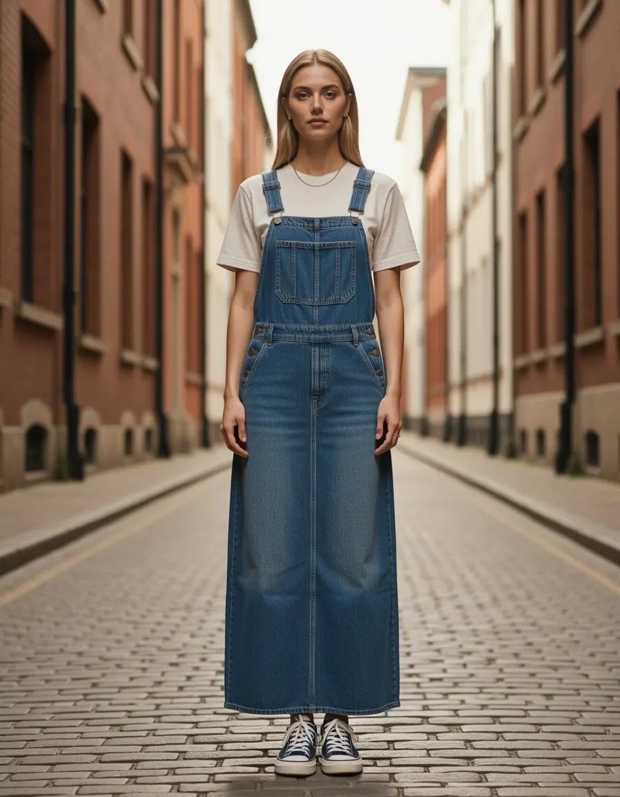 Vestito salopette in denim anni 90
