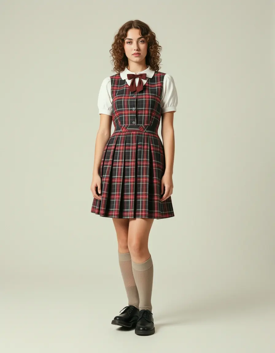 Vestito scozzese stile college anni 90