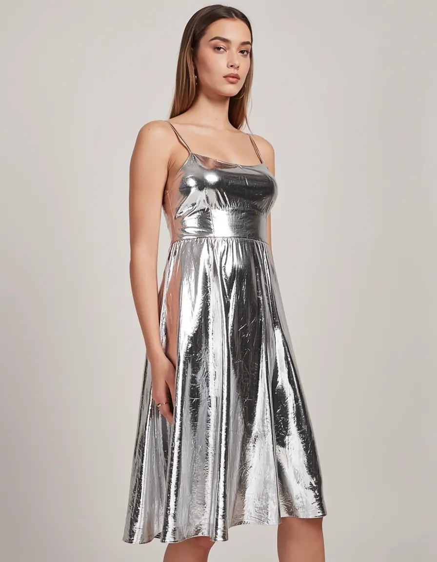 Vestito metallizzato lucido per festa di capodanno