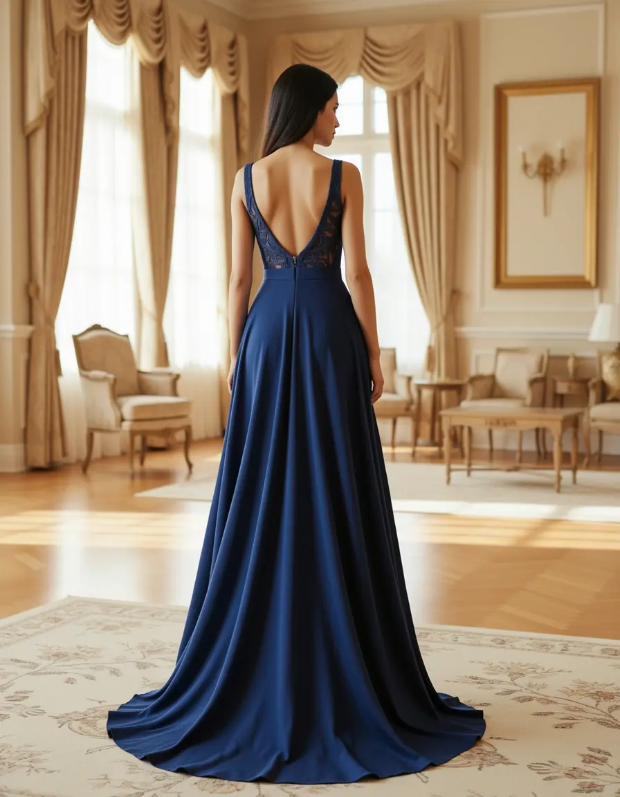Abito lungo maxi con schiena aperta elegante