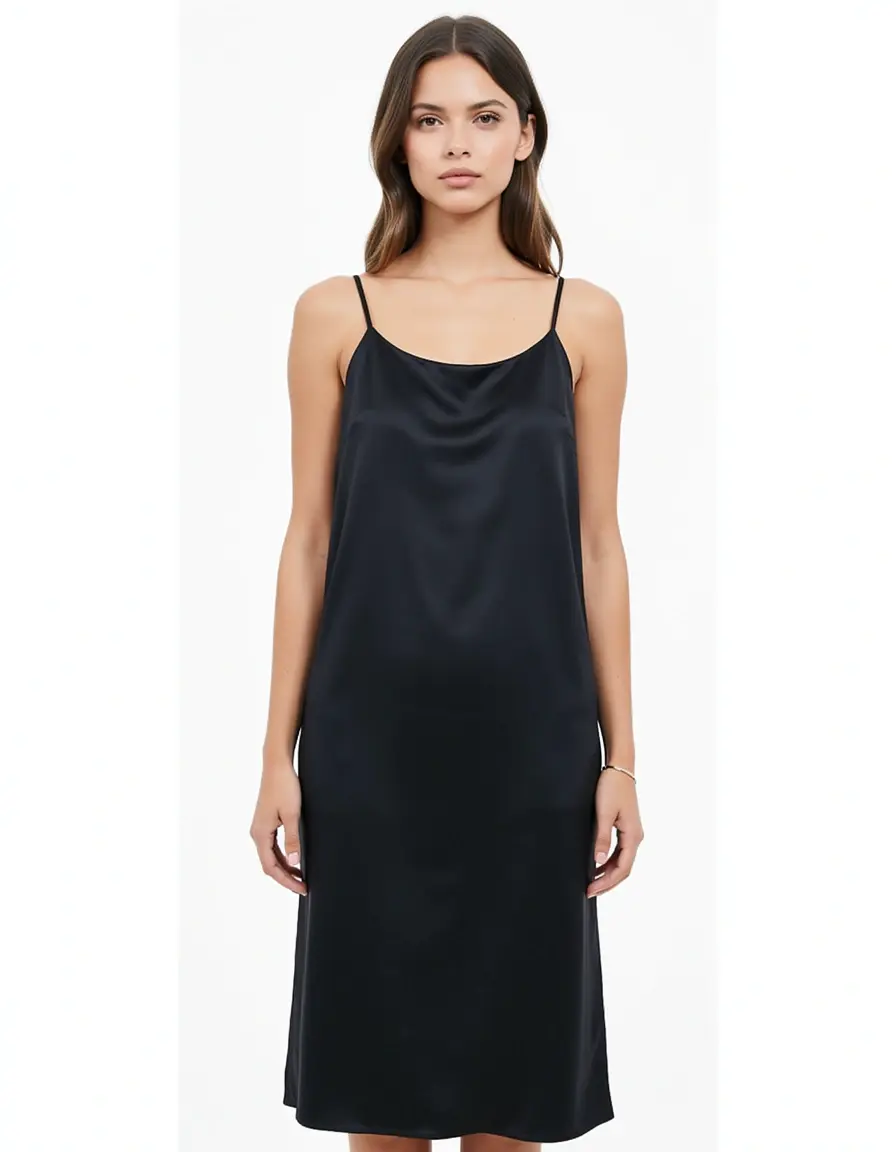 Slip dress in satin con schiena scoperta minimalista
