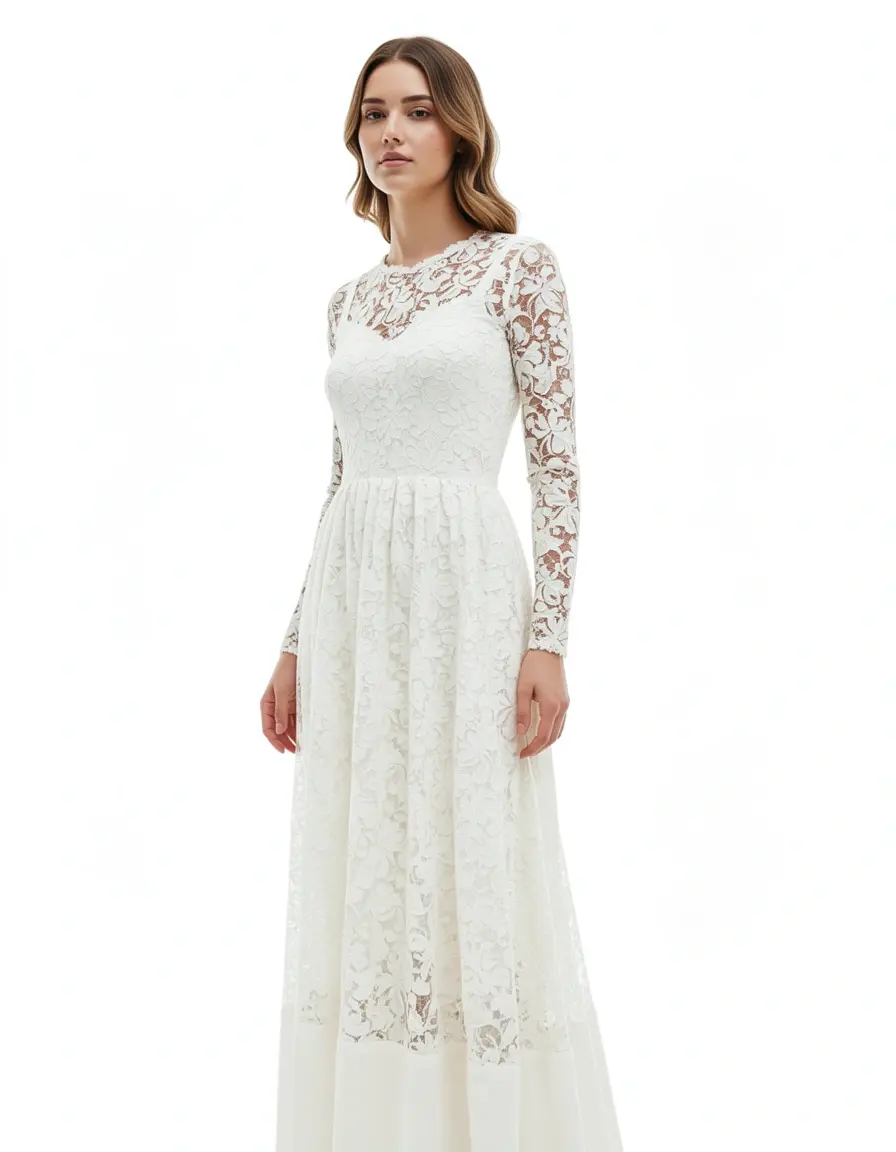 Vestito con maniche lunghe in pizzo elegante