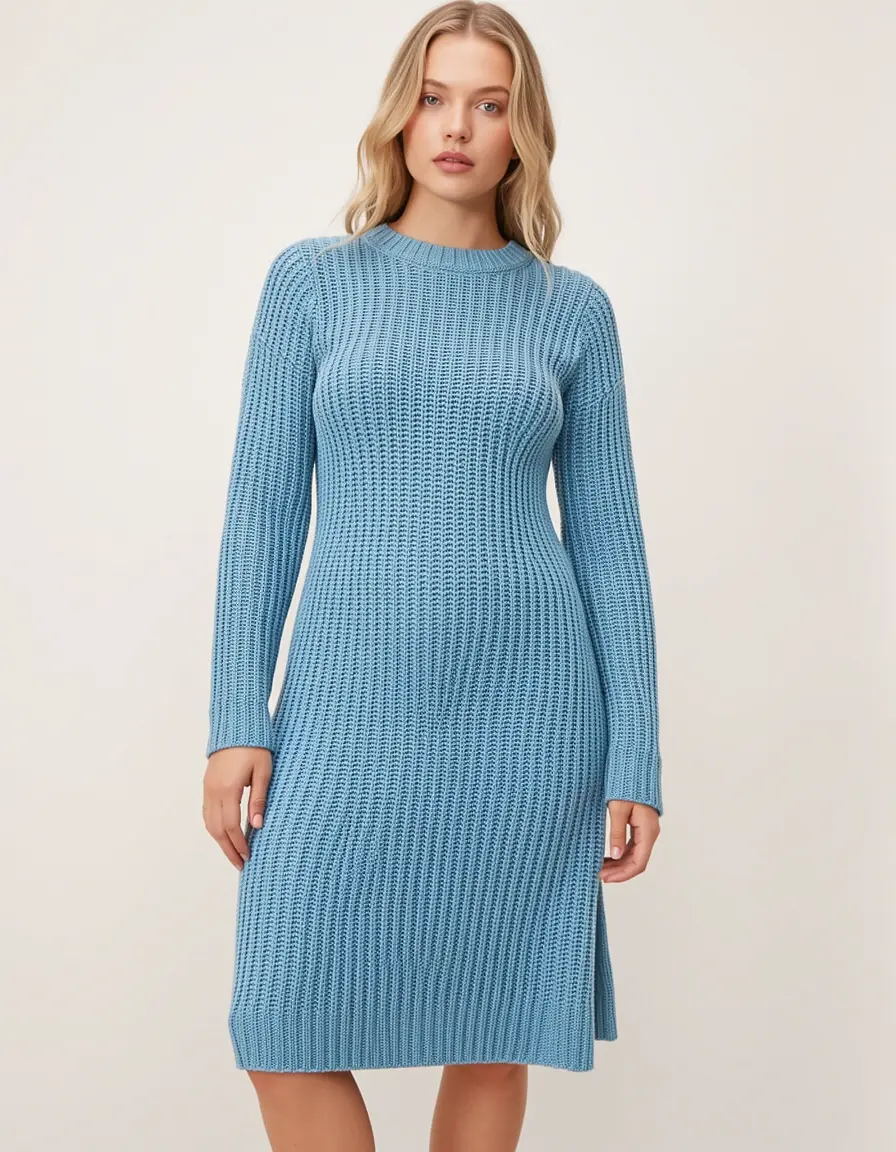 Vestito in maglia a maniche lunghe accogliente