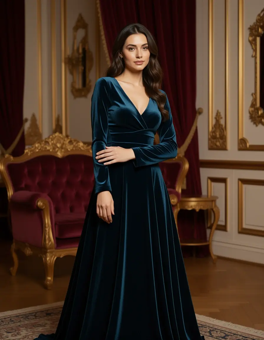 Velvet luxurious donna abito in velluto pregiato