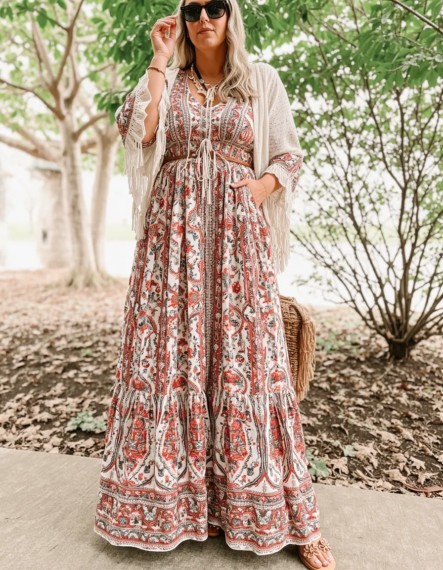 Boho style maxi dress ampio e leggero