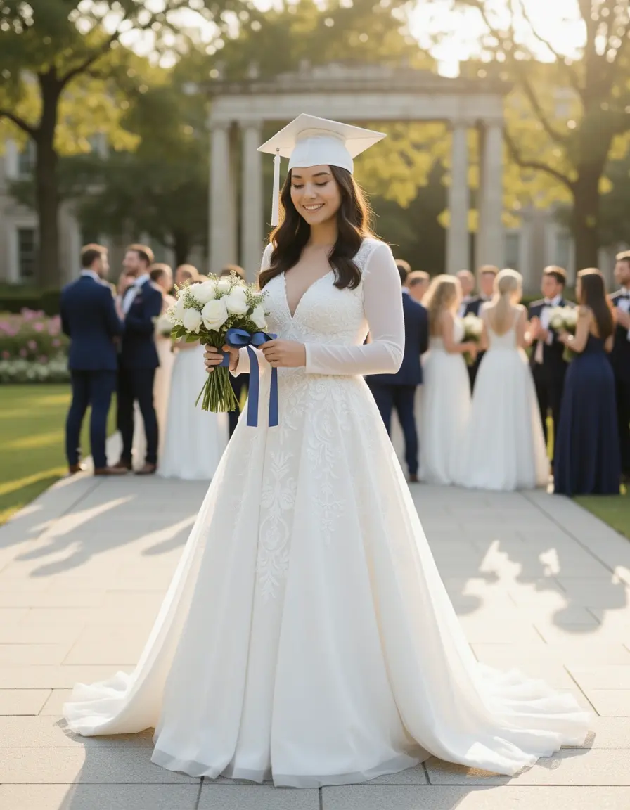 White graduation elegant dress