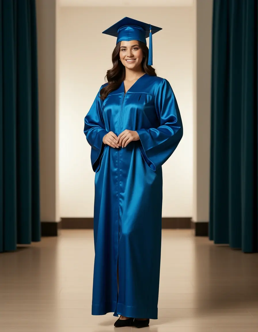 Satin shiny graduation outfit