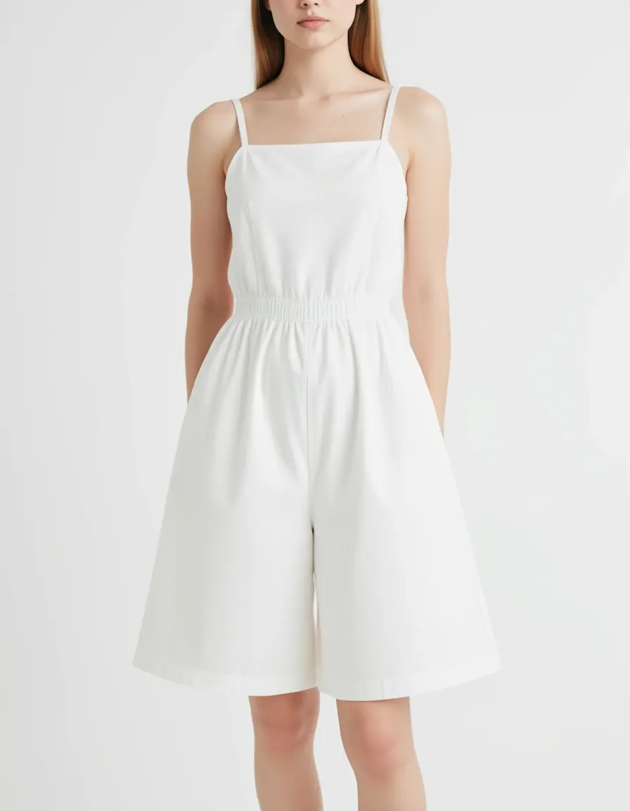 Tuta culotte bianca cotone elegante