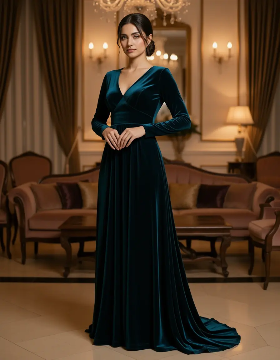 Velvet luxurious guest dress vestito da matrimonio donna
