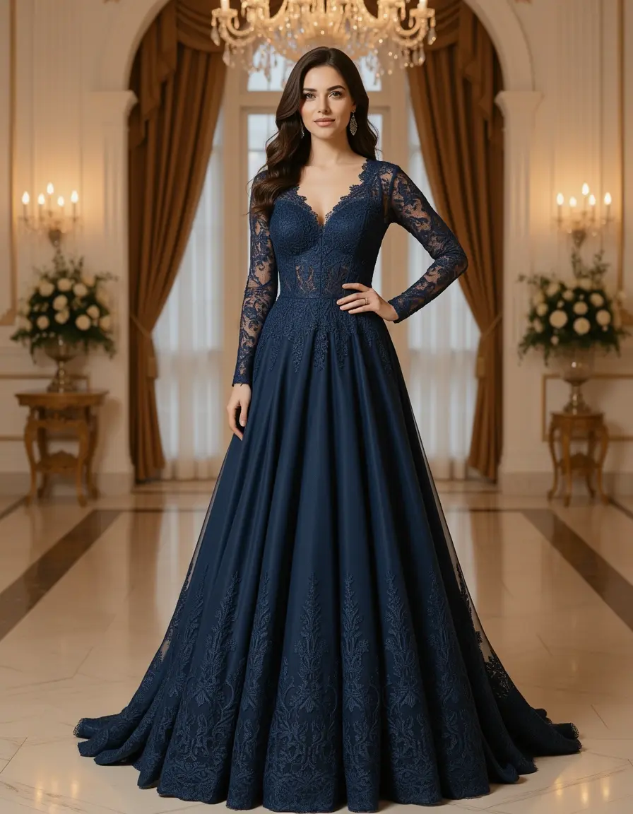 Sera Lace Gown - Elegante abito lungo in pizzo da sera