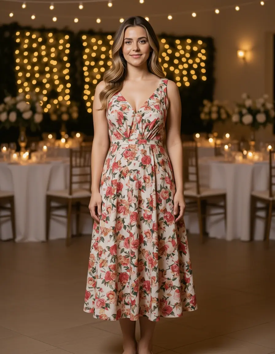 Floral Sera Midi - Abito midi floreale da sera