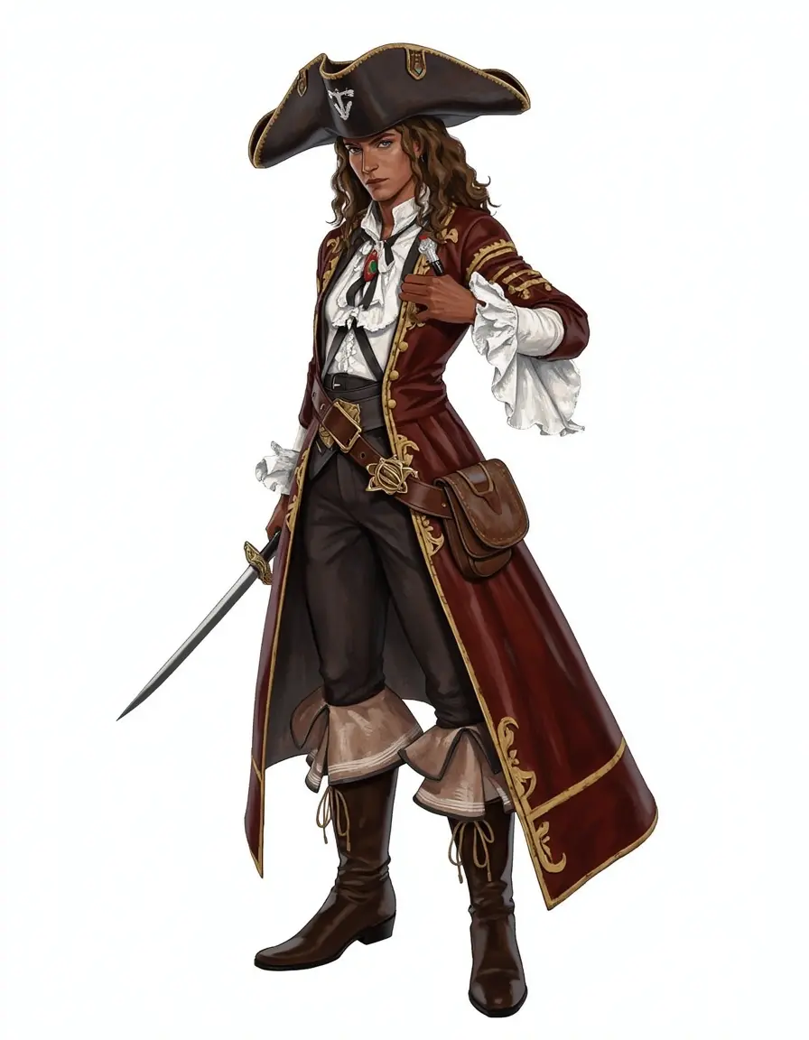 Pirate Captain Outfit con cappello e stivali