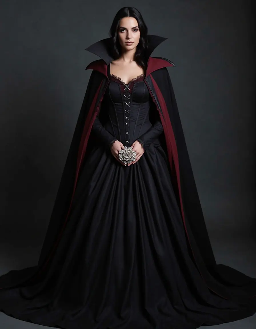Vampire Gothic Dress con mantello nero