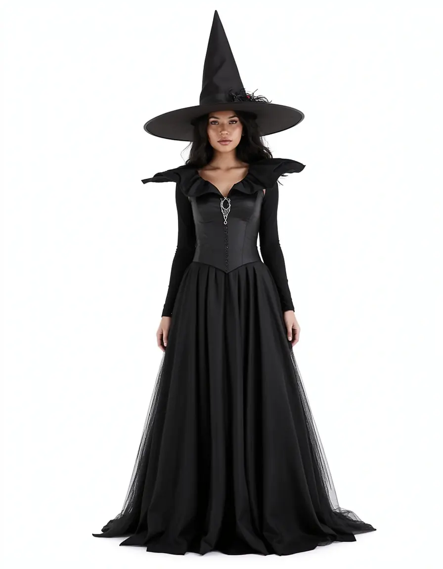 Witch Halloween Dress - Vestito da strega nero elegante