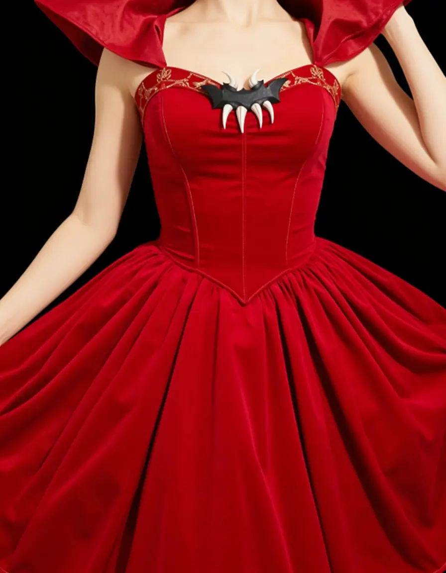 Vampire Queen Dress - Abito da regina dei vampiri rosso e nero