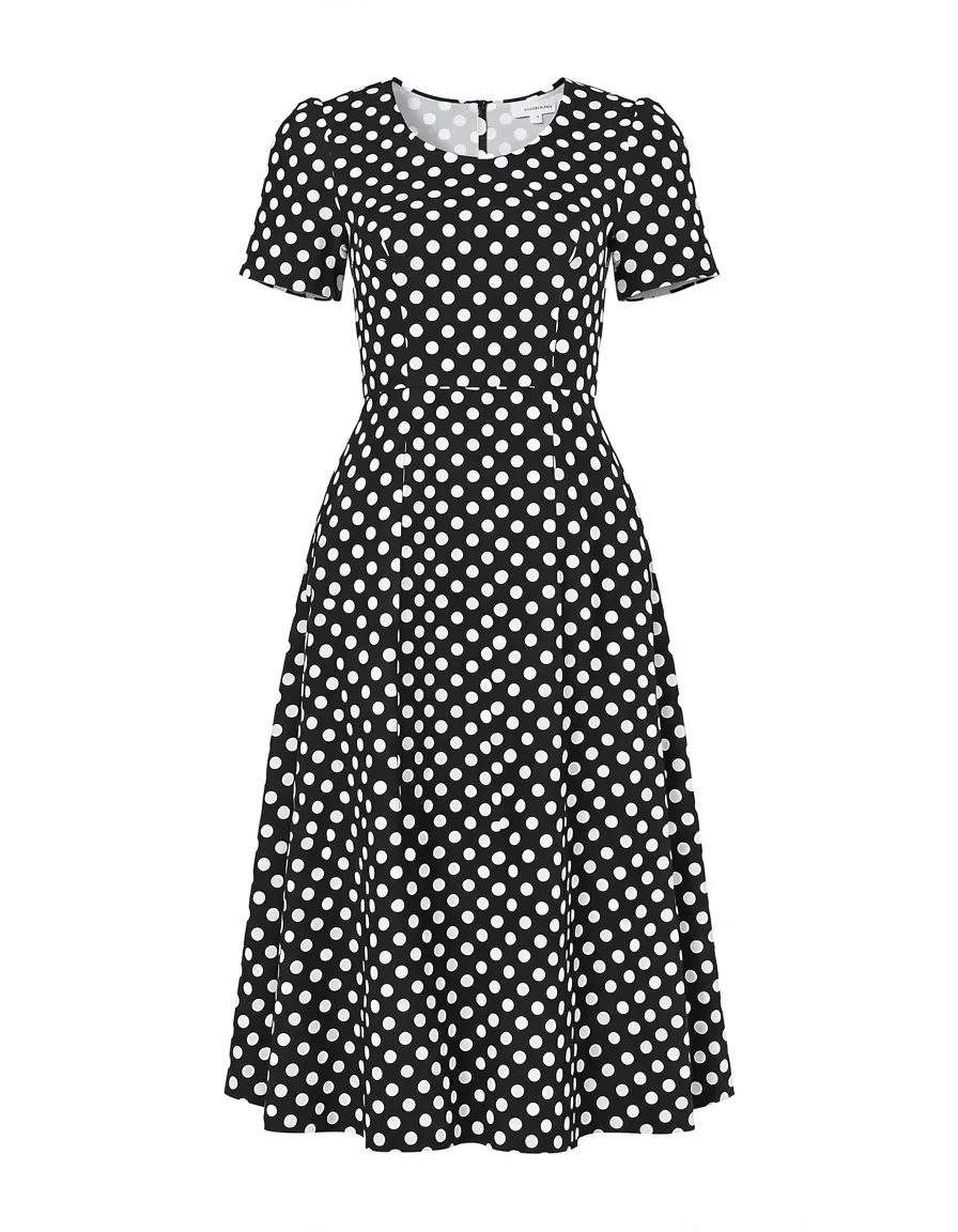 Vestito classico a pois bianchi e neri