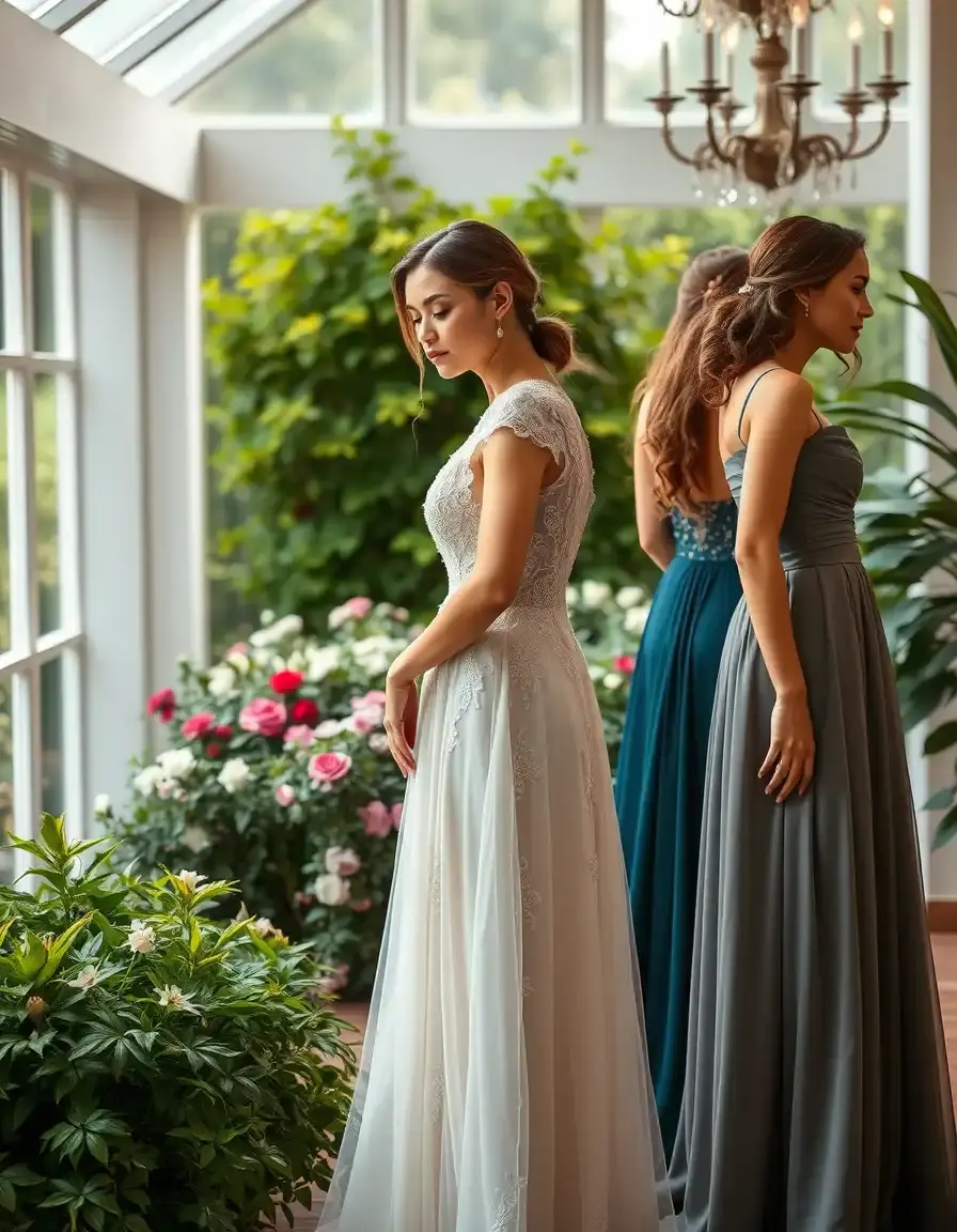 Selezione di eleganti vestiti matrimonio donna in vari stili e colori.