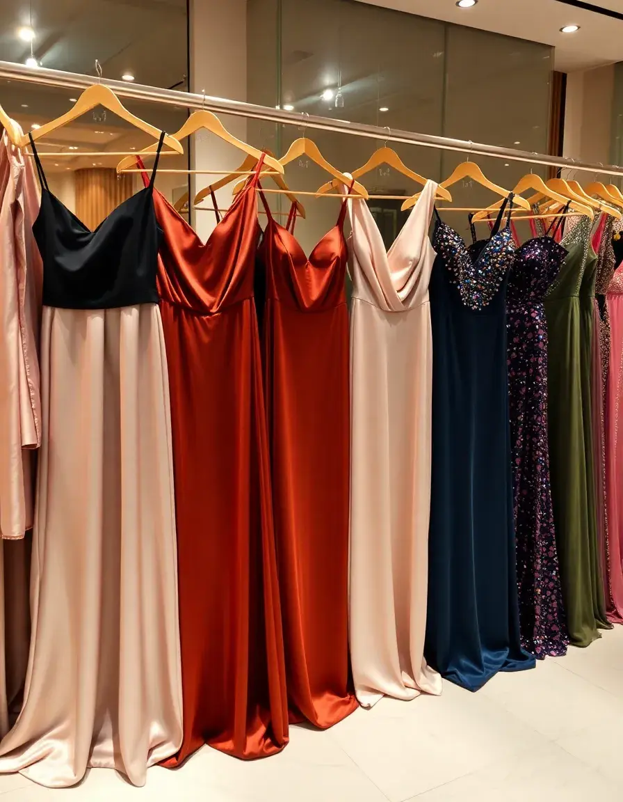 Collezione di abiti eleganti donna in un atelier di alta moda